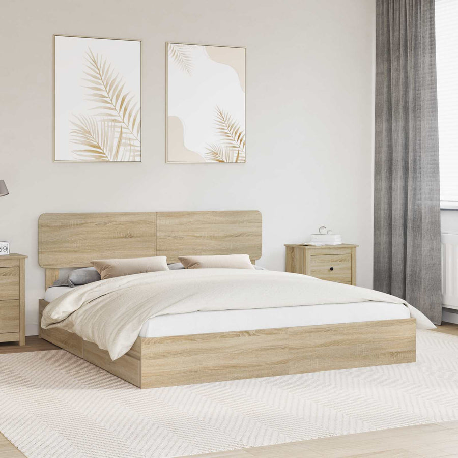 Opslag bed met lade Sonoma Eiken 180 x 200 cm Bewerkt hout