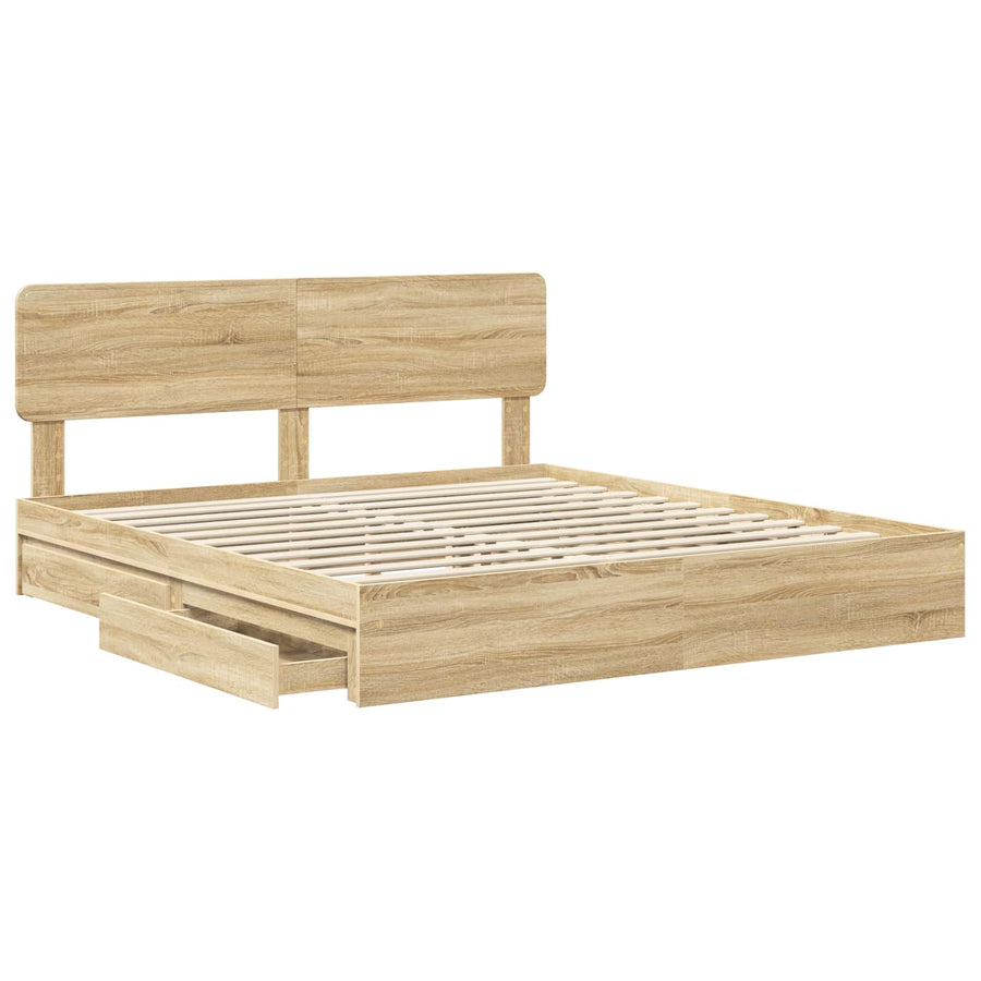 Opslag bed met lade Sonoma Eiken 180 x 200 cm Bewerkt hout