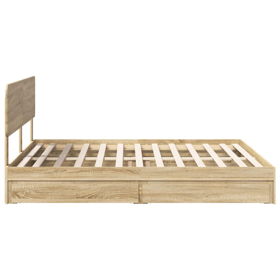 Opslag bed met lade Sonoma Eiken 180 x 200 cm Bewerkt hout