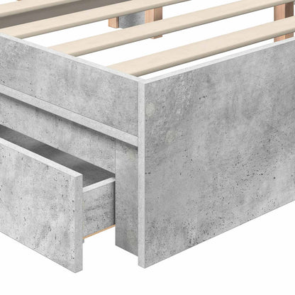 Opslag bed met hoofdeinde Beton Grijs 180 x 200 cm Bewerkt hout