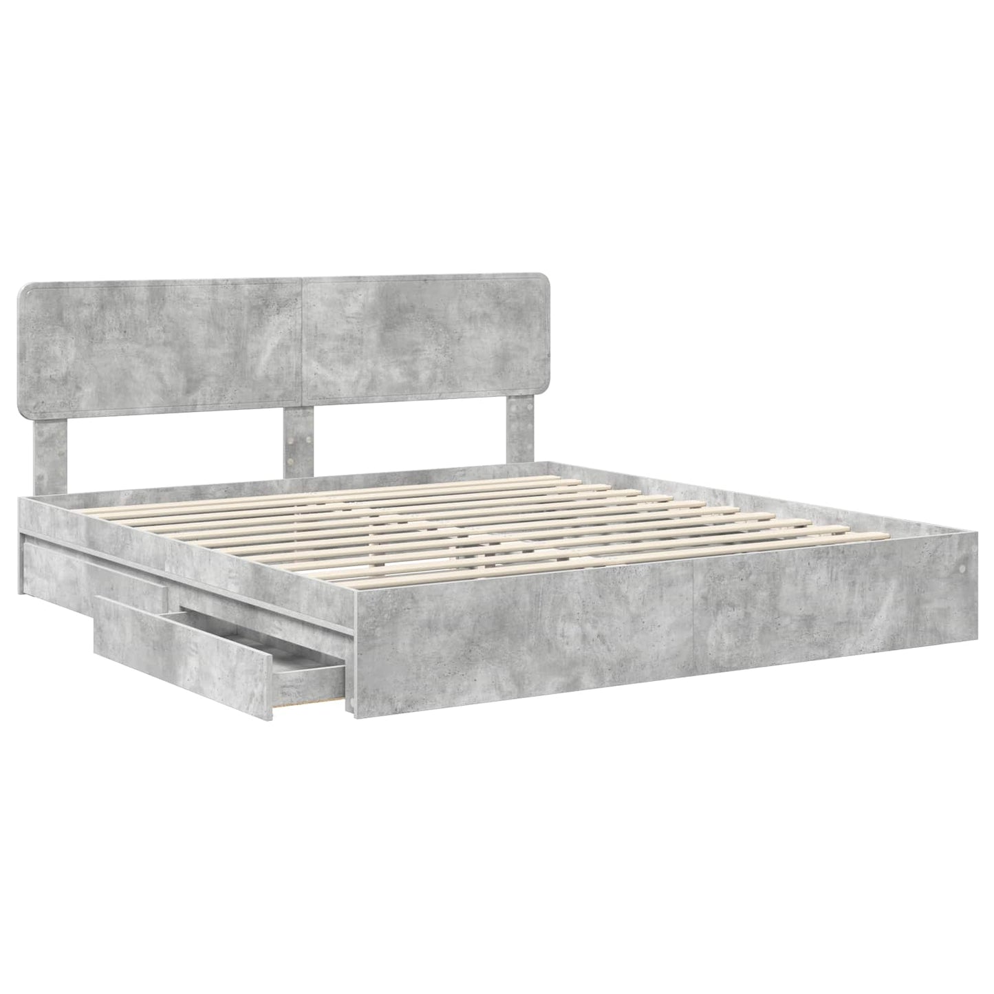 Opslag bed met hoofdeinde Beton Grijs 180 x 200 cm Bewerkt hout