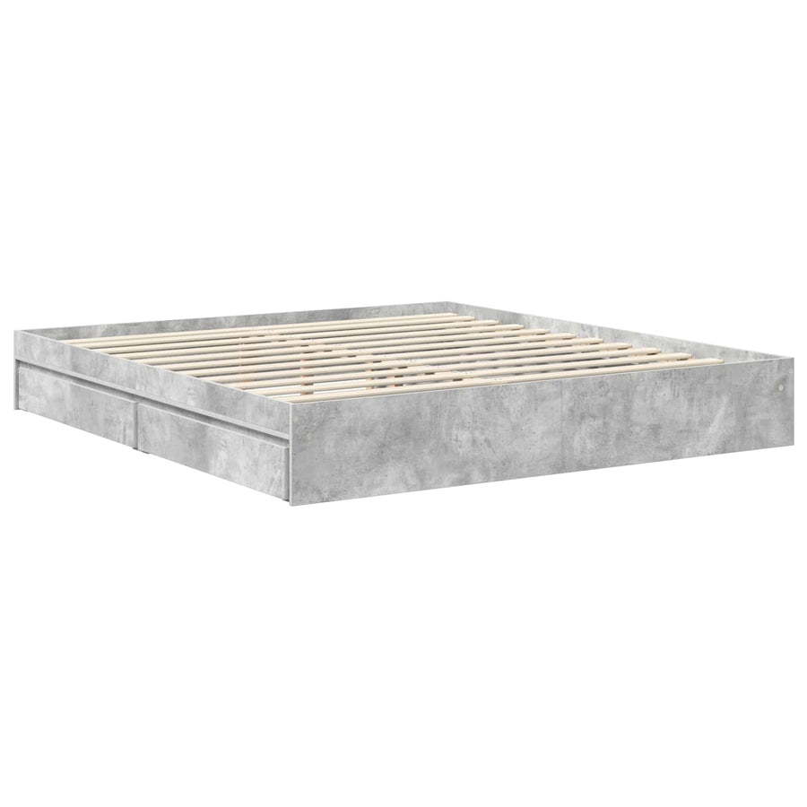 Opslag bed met hoofdeinde Beton Grijs 180 x 200 cm Bewerkt hout