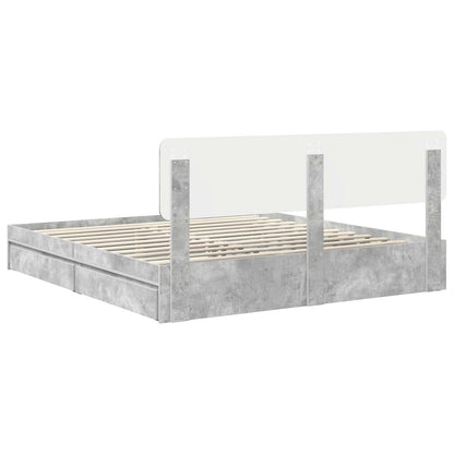 Opslag bed met hoofdeinde Beton Grijs 180 x 200 cm Bewerkt hout