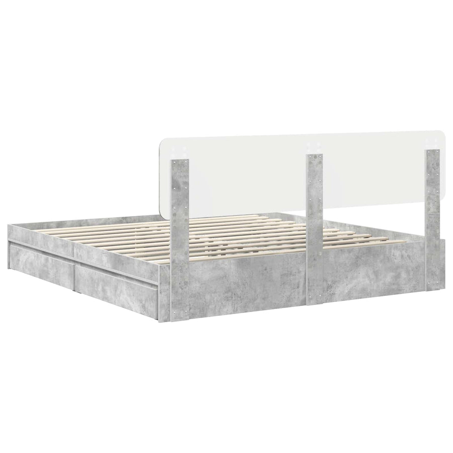 Opslag bed met hoofdeinde Beton Grijs 180 x 200 cm Bewerkt hout
