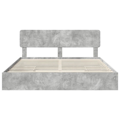 Opslag bed met hoofdeinde Beton Grijs 180 x 200 cm Bewerkt hout