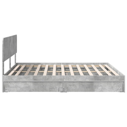 Opslag bed met hoofdeinde Beton Grijs 180 x 200 cm Bewerkt hout