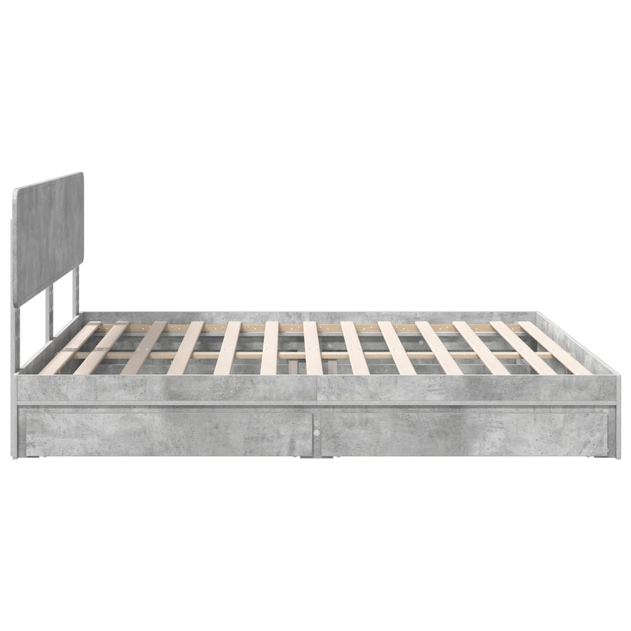 Opslag bed met hoofdeinde Beton Grijs 180 x 200 cm Bewerkt hout