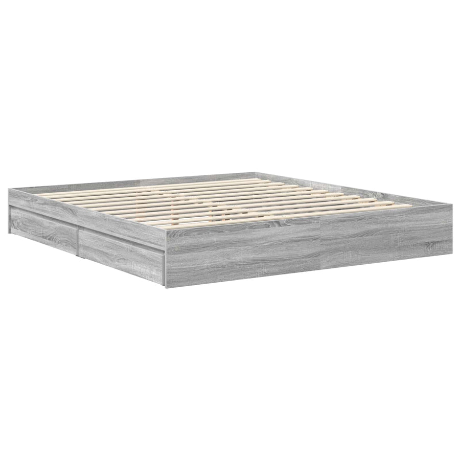 Opslag bed met lade Grijs Sonoma 180 x 200 cm Bewerkt hout