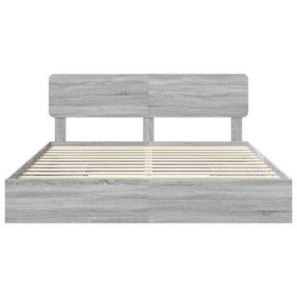 Opslag bed met lade Grijs Sonoma 180 x 200 cm Bewerkt hout
