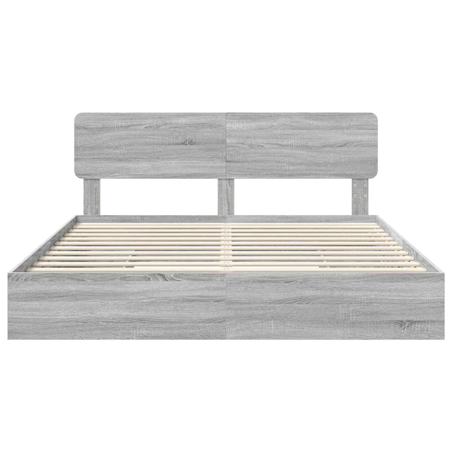 Opslag bed met lade Grijs Sonoma 180 x 200 cm Bewerkt hout