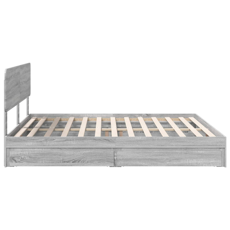 Opslag bed met lade Grijs Sonoma 180 x 200 cm Bewerkt hout