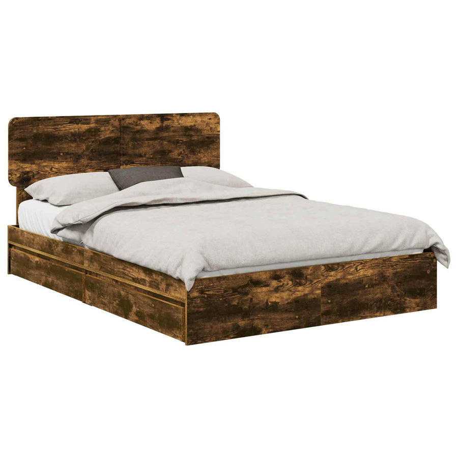 Bedframe met lade met hoofdeinde met opslag Bewerkt hout