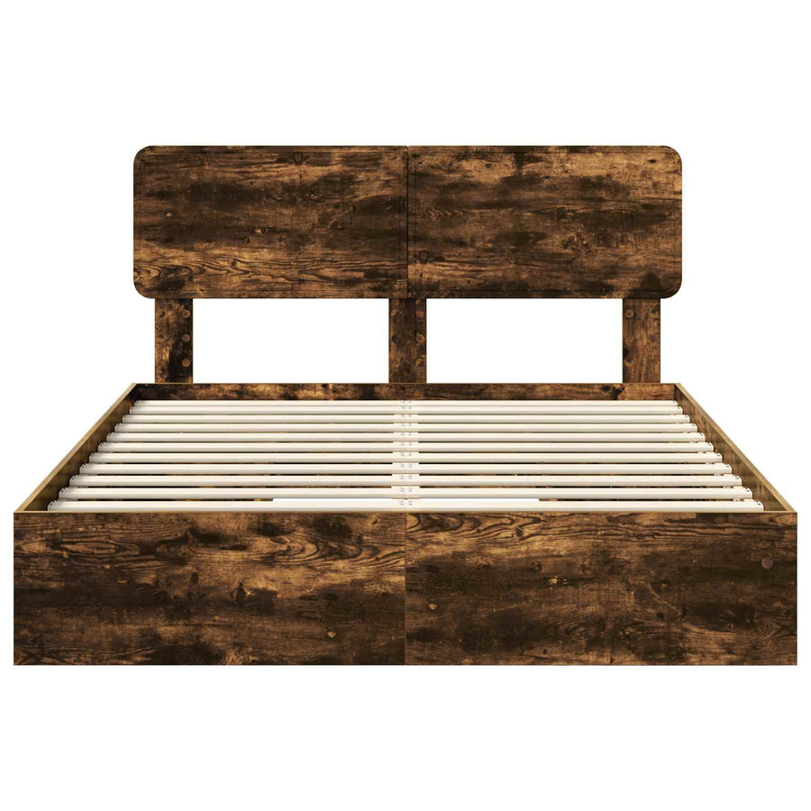 Bedframe met lade met hoofdeinde met opslag Bewerkt hout