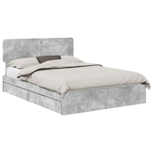Opslag bed met hoofdeinde Beton Grijs 150 x 200 cm Bewerkt hout