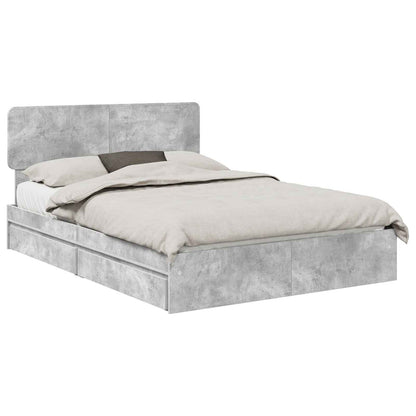 Opslag bed met hoofdeinde Beton Grijs 150 x 200 cm Bewerkt hout