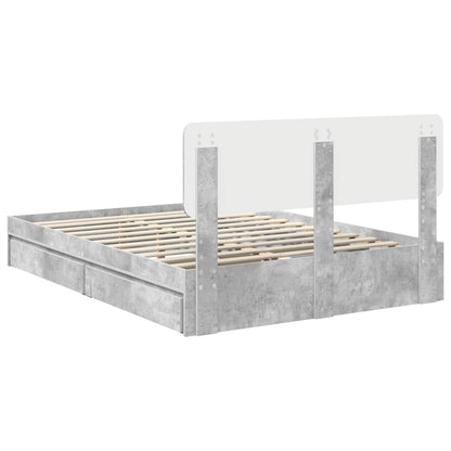 Opslag bed met hoofdeinde Beton Grijs 150 x 200 cm Bewerkt hout