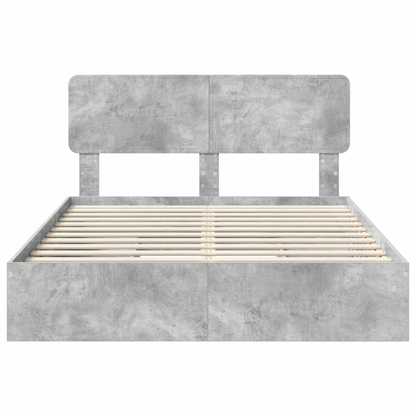 Opslag bed met hoofdeinde Beton Grijs 150 x 200 cm Bewerkt hout