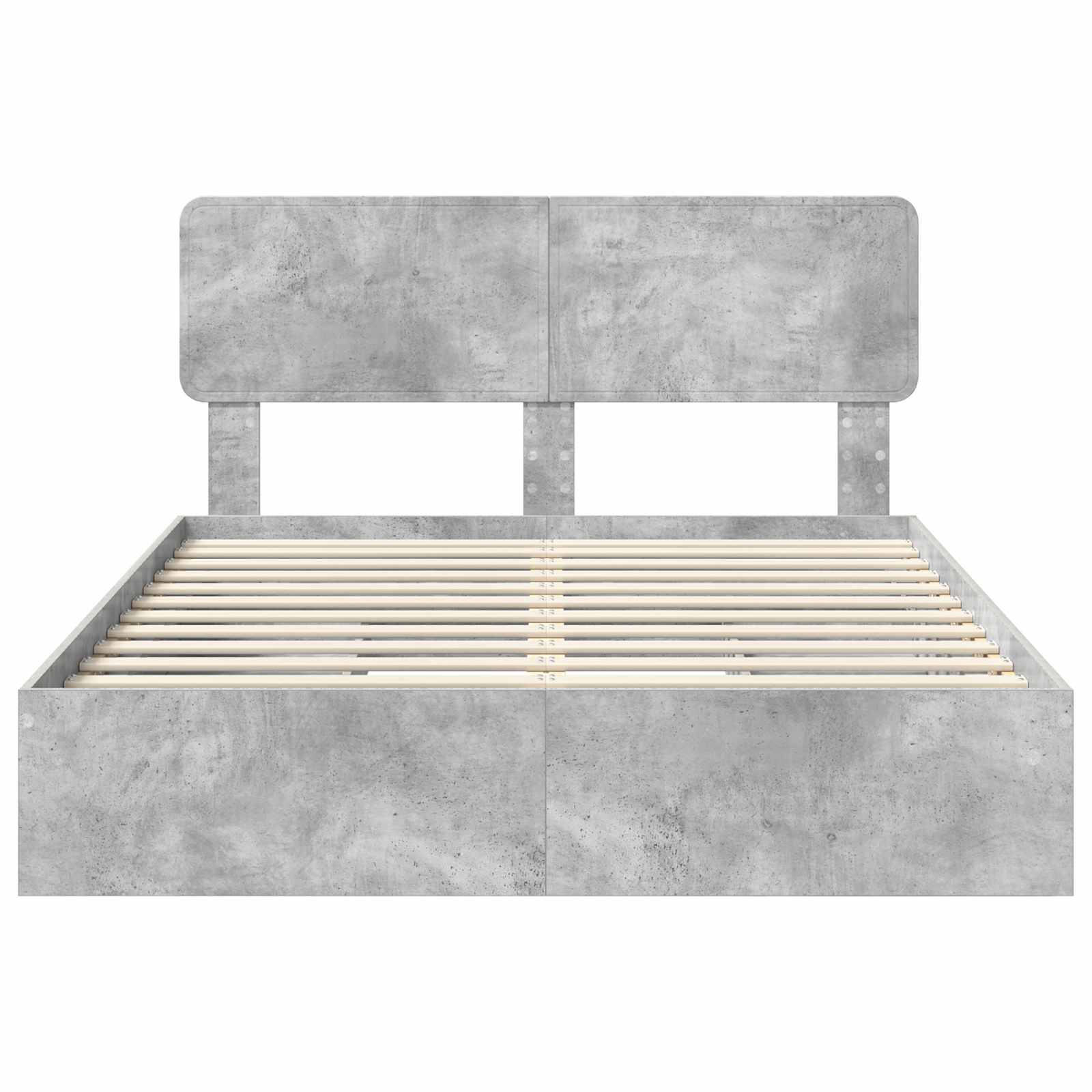 Opslag bed met hoofdeinde Beton Grijs 150 x 200 cm Bewerkt hout