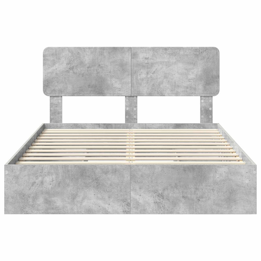 Opslag bed met hoofdeinde Beton Grijs 150 x 200 cm Bewerkt hout