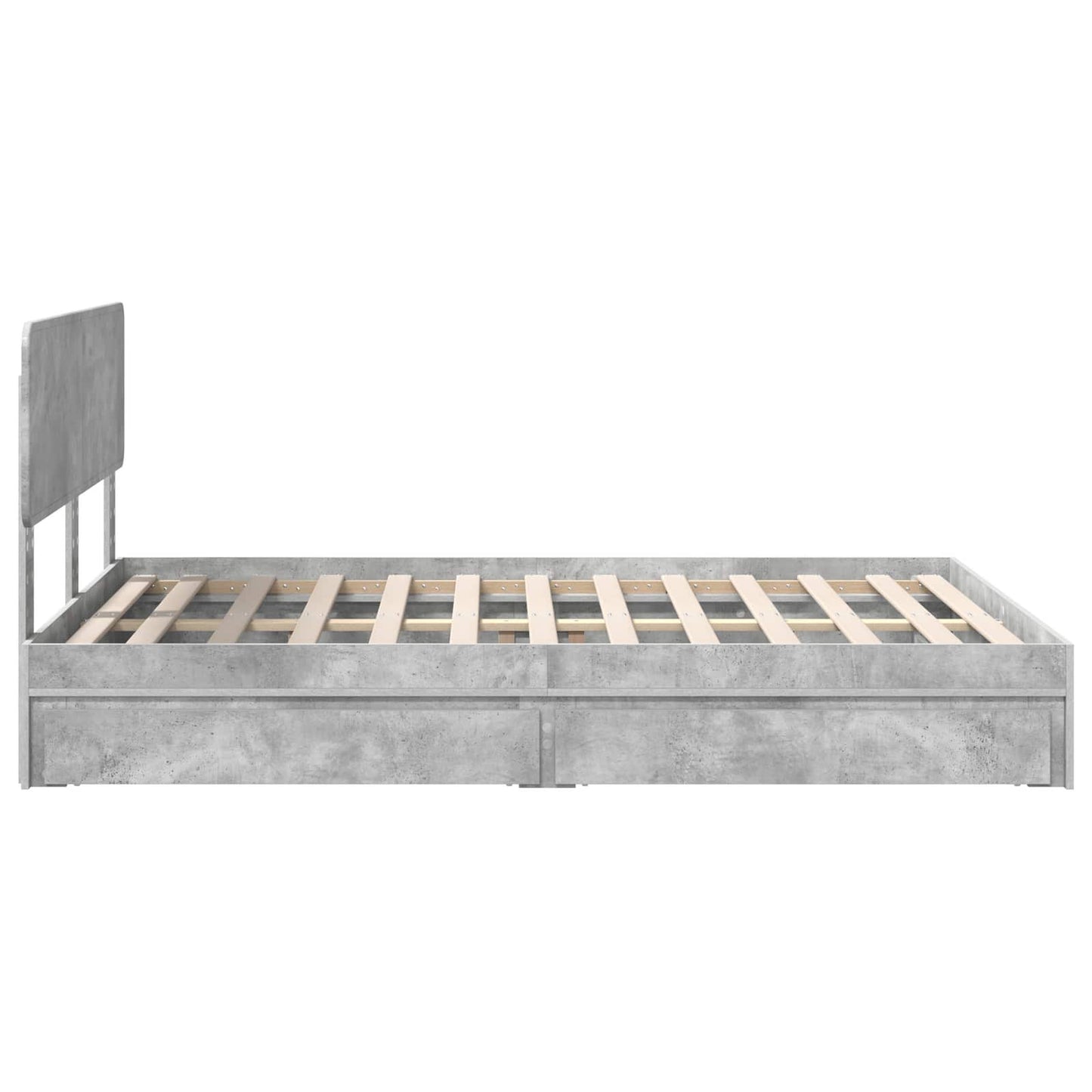 Opslag bed met hoofdeinde Beton Grijs 150 x 200 cm Bewerkt hout