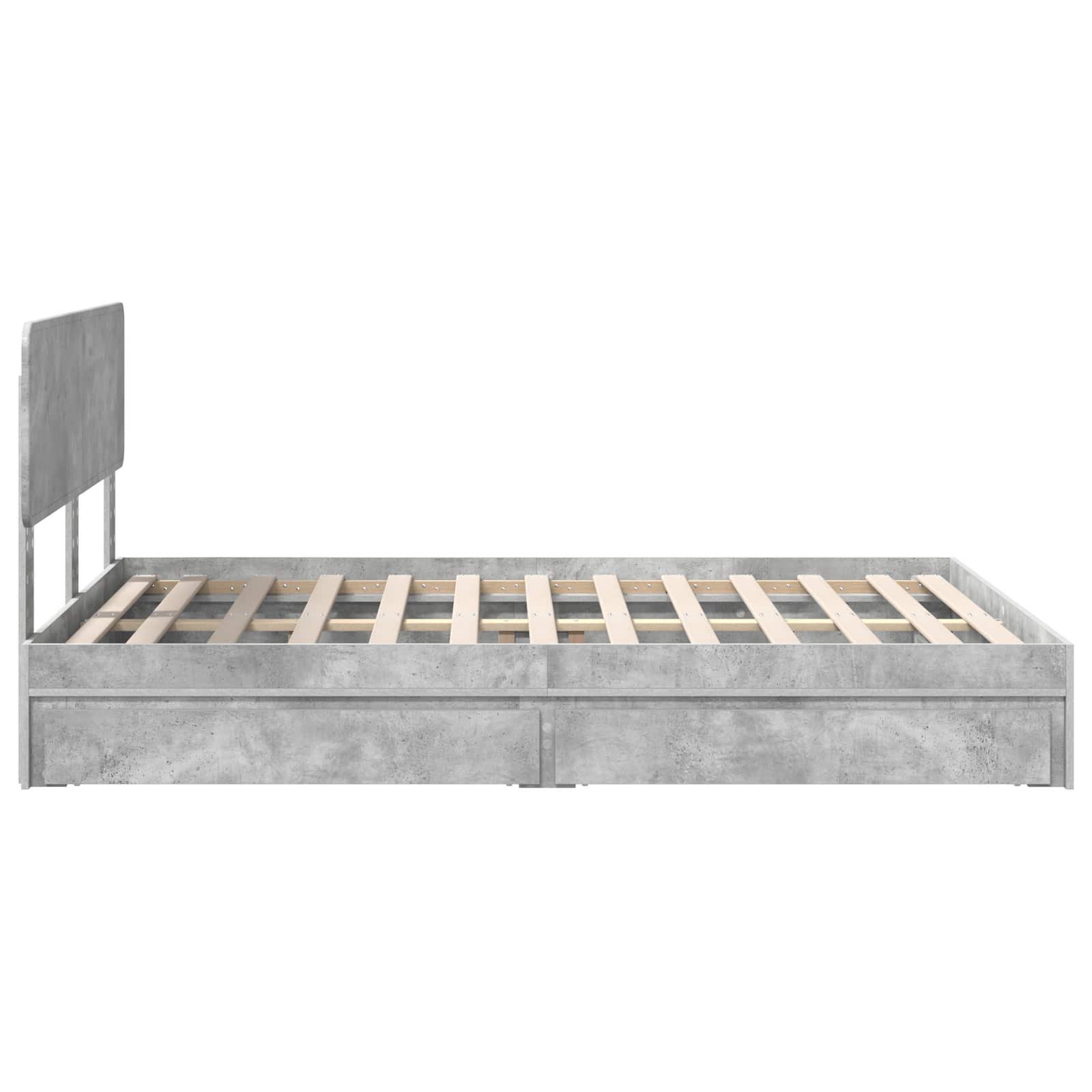 Opslag bed met hoofdeinde Beton Grijs 150 x 200 cm Bewerkt hout