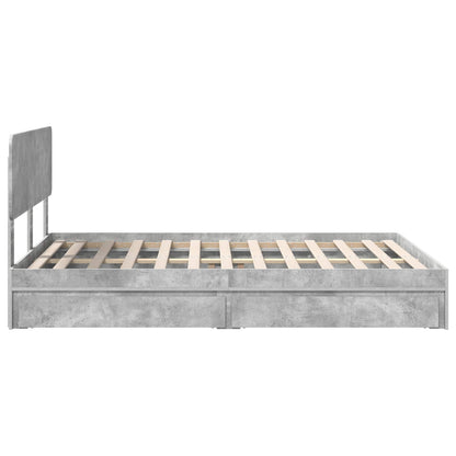 Opslag bed met hoofdeinde Beton Grijs 150 x 200 cm Bewerkt hout