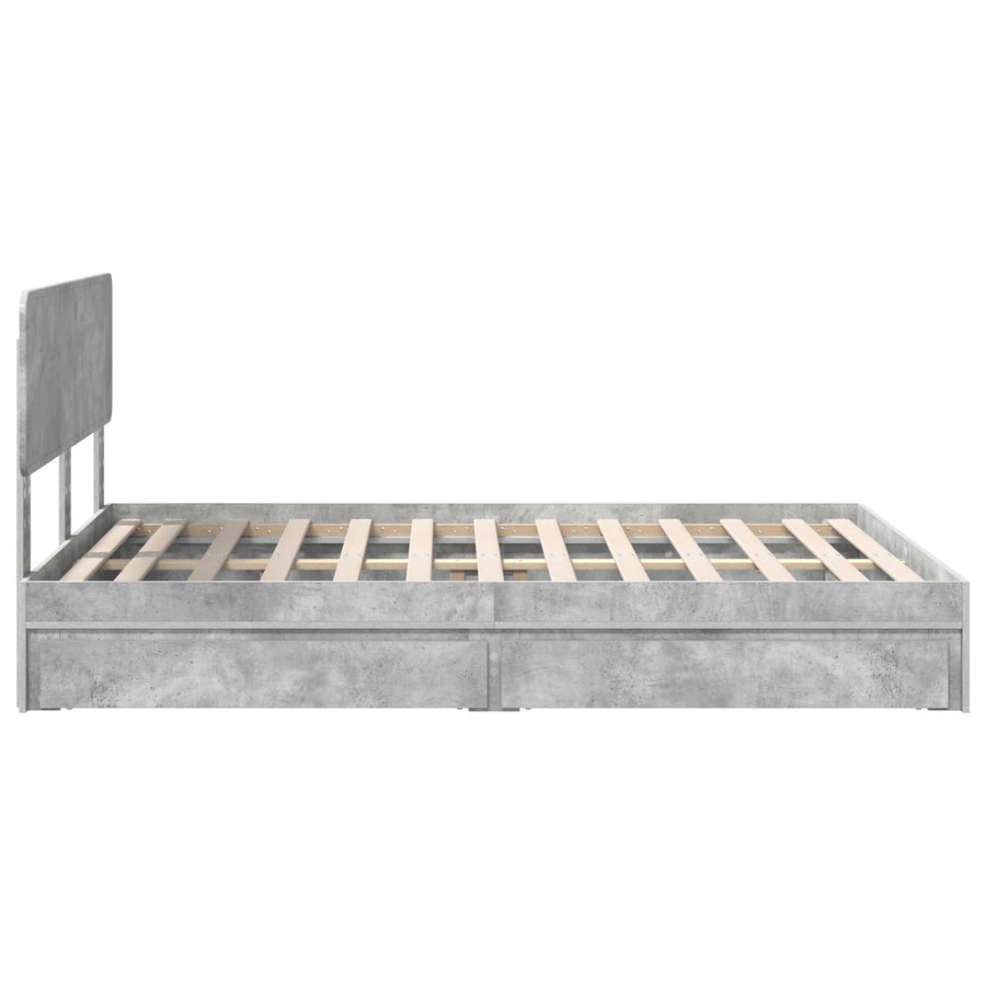 Opslag bed met hoofdeinde Beton Grijs 150 x 200 cm Bewerkt hout