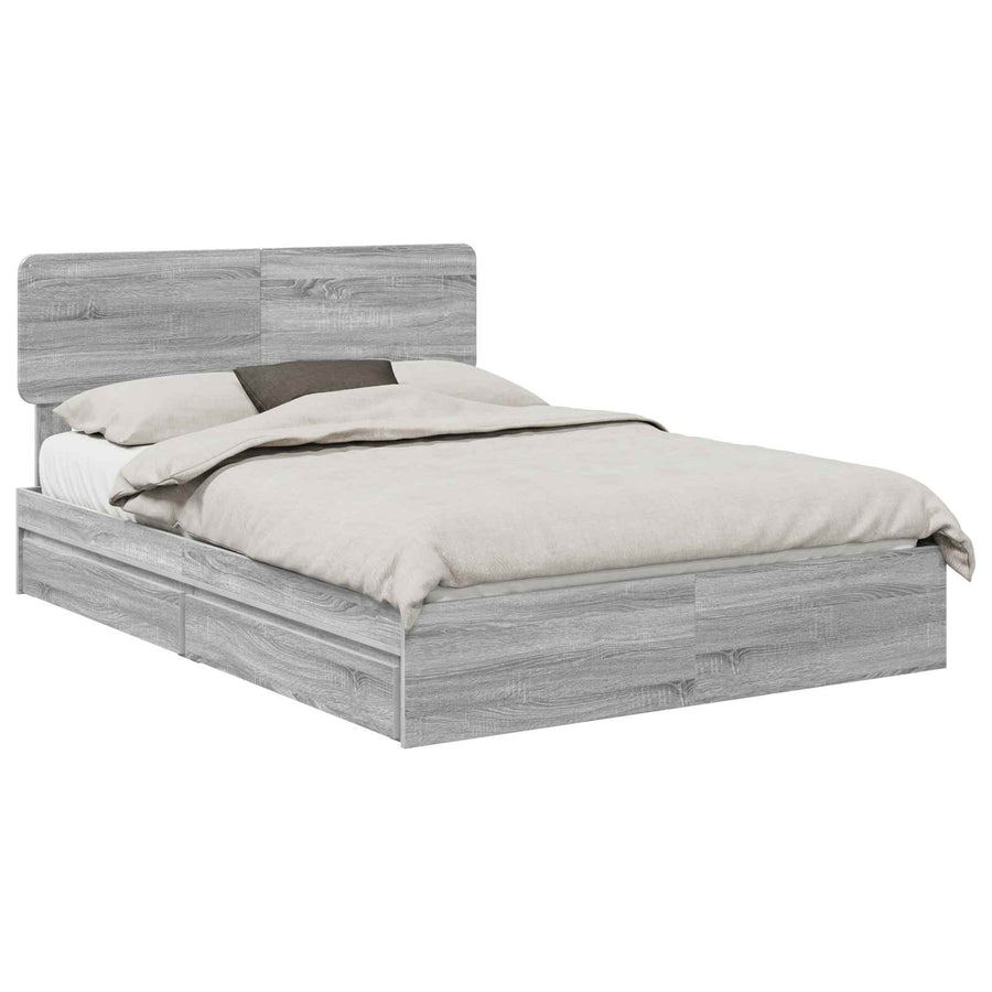 Opslag bed met lade Grijs Sonoma 150 x 200 cm Bewerkt hout
