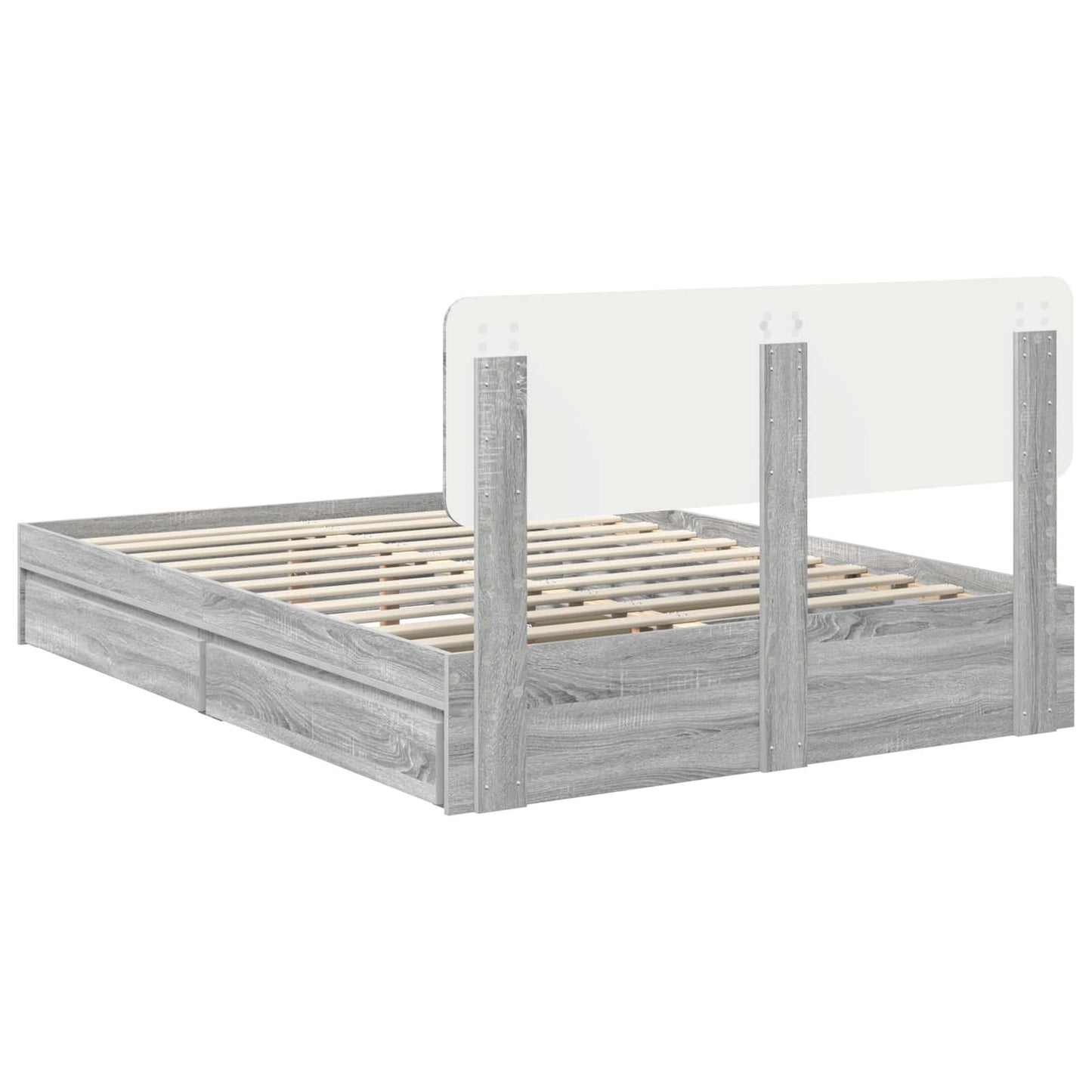 Opslag bed met lade Grijs Sonoma 150 x 200 cm Bewerkt hout