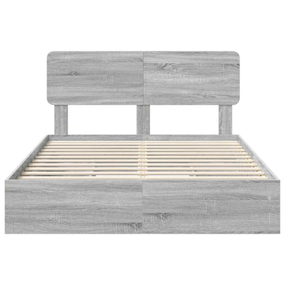 Opslag bed met lade Grijs Sonoma 150 x 200 cm Bewerkt hout