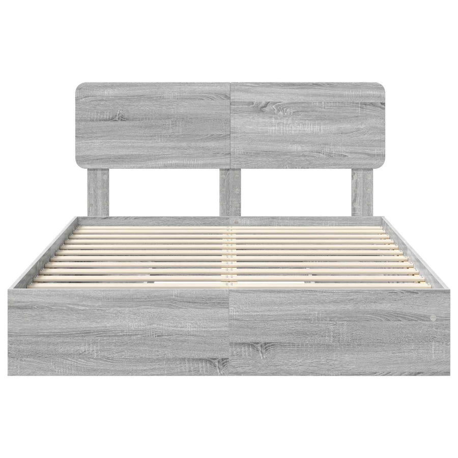 Opslag bed met lade Grijs Sonoma 150 x 200 cm Bewerkt hout