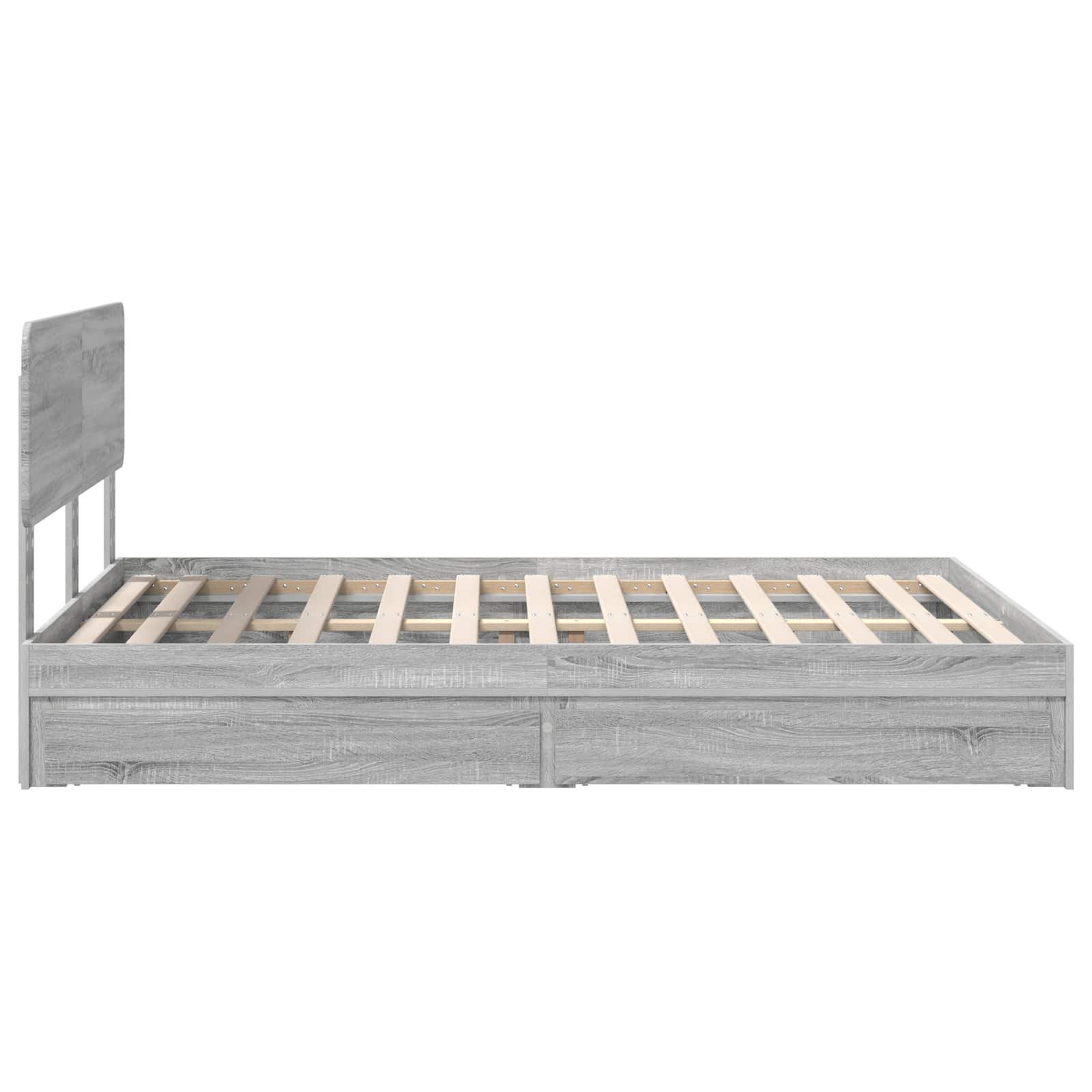 Opslag bed met lade Grijs Sonoma 150 x 200 cm Bewerkt hout
