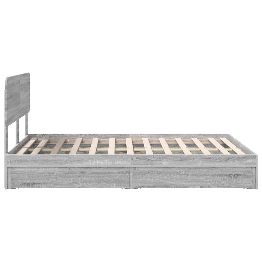 Opslag bed met lade Grijs Sonoma 150 x 200 cm Bewerkt hout