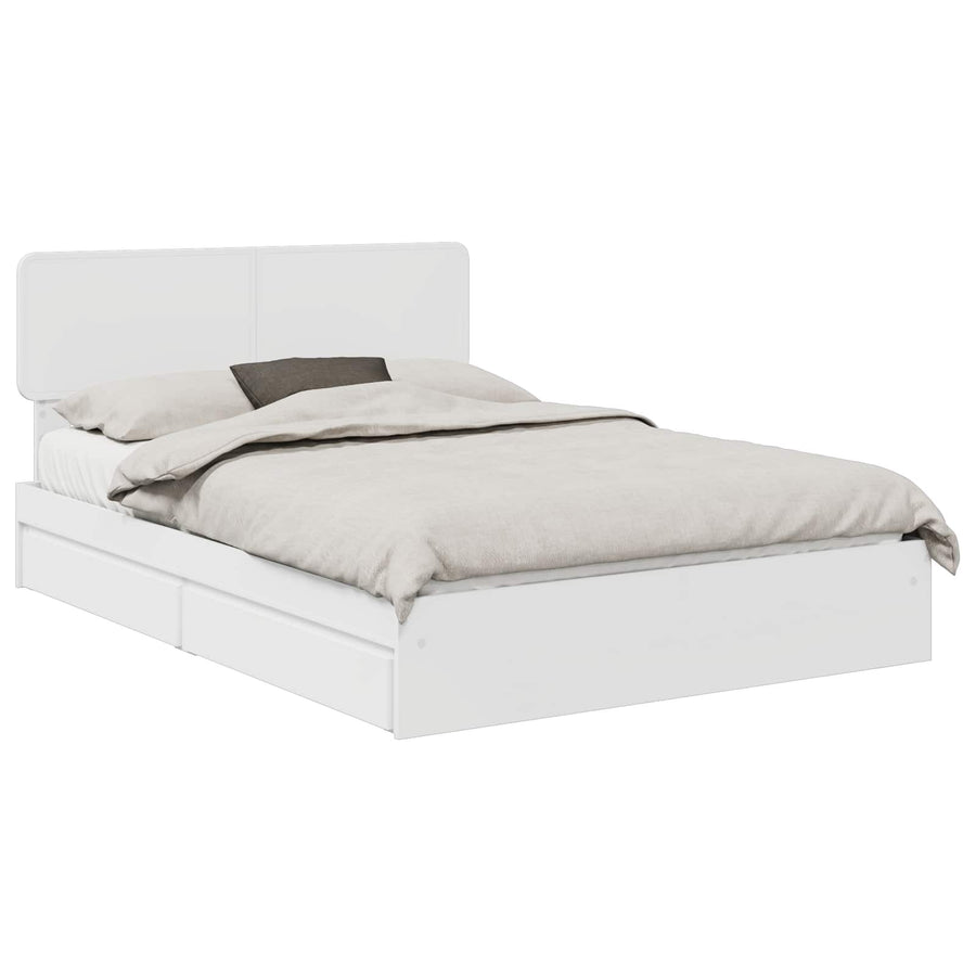 Opslag bed met hoofdeinde Wit 140 x 200 cm Bewerkt hout