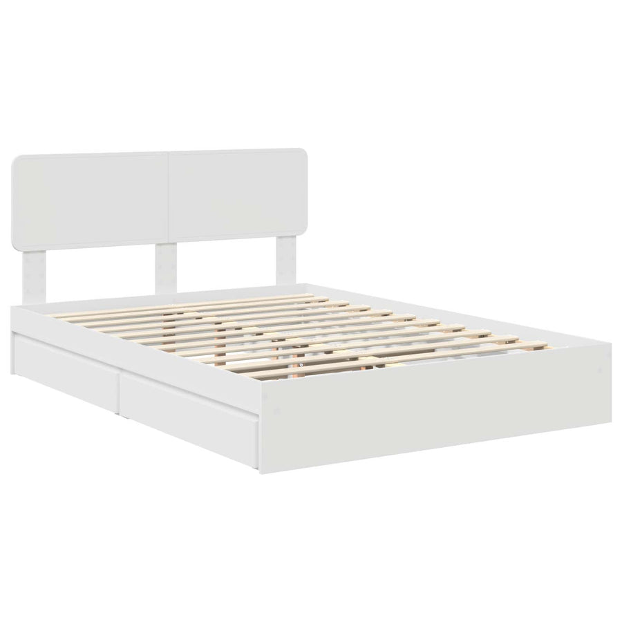 Opslag bed met hoofdeinde Wit 140 x 200 cm Bewerkt hout