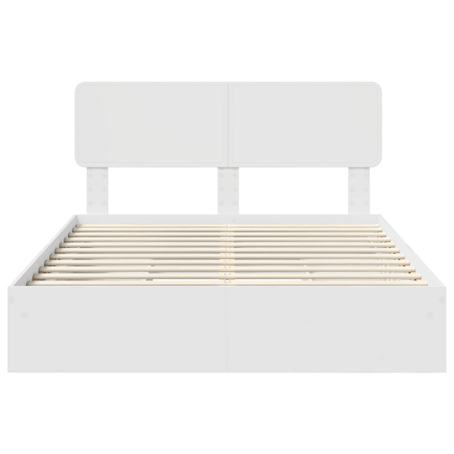 Opslag bed met hoofdeinde Wit 140 x 200 cm Bewerkt hout