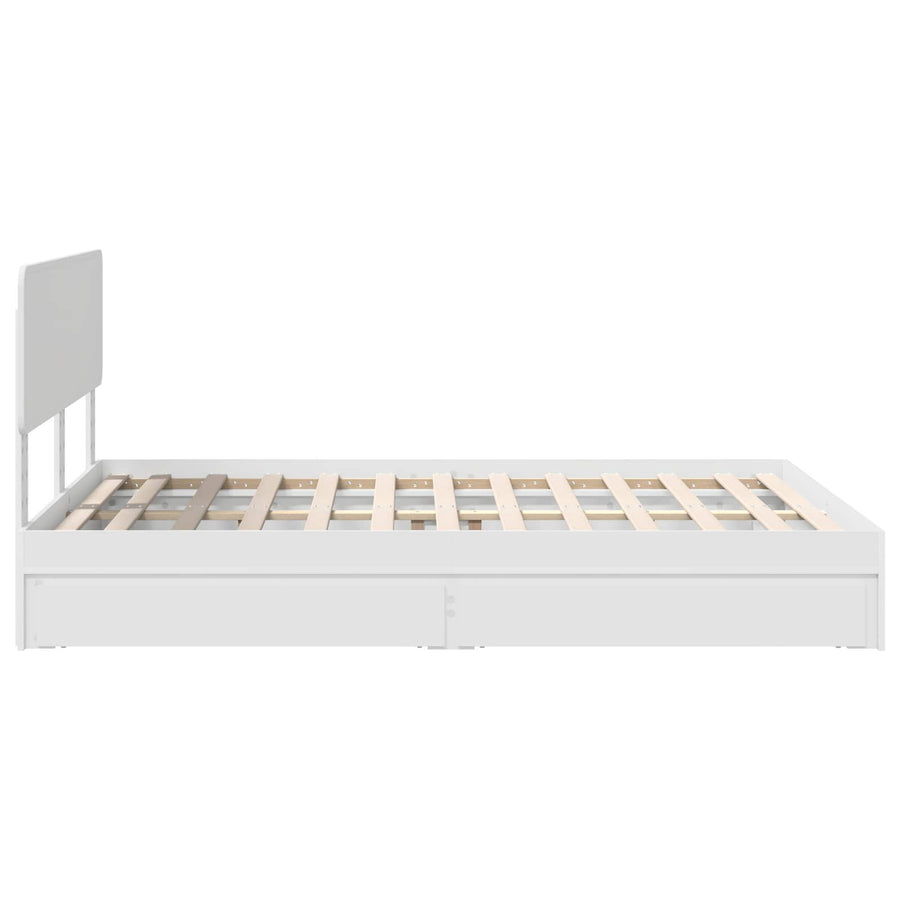Opslag bed met hoofdeinde Wit 140 x 200 cm Bewerkt hout