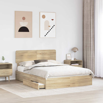 Opslag bed met lade Sonoma Eiken 140 x 200 cm Bewerkt hout