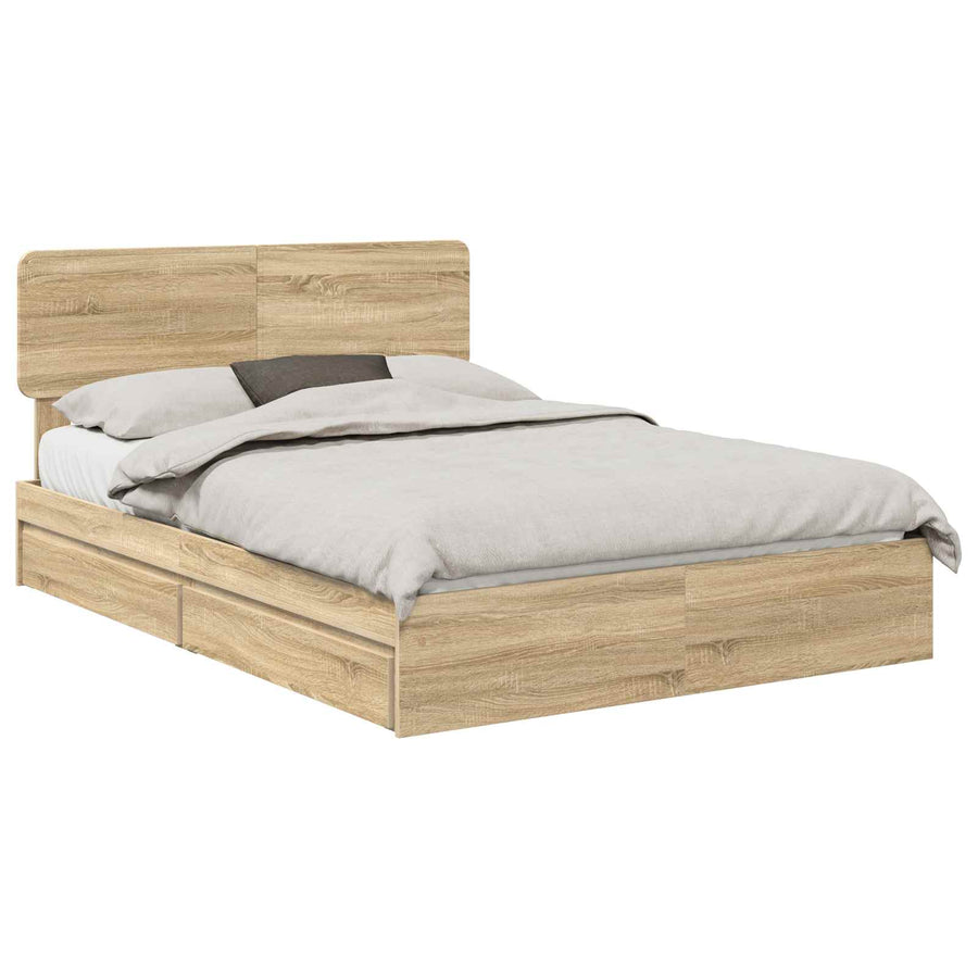 Opslag bed met lade Sonoma Eiken 140 x 200 cm Bewerkt hout