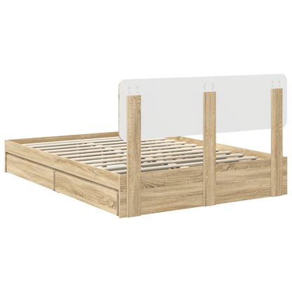 Opslag bed met lade Sonoma Eiken 140 x 200 cm Bewerkt hout