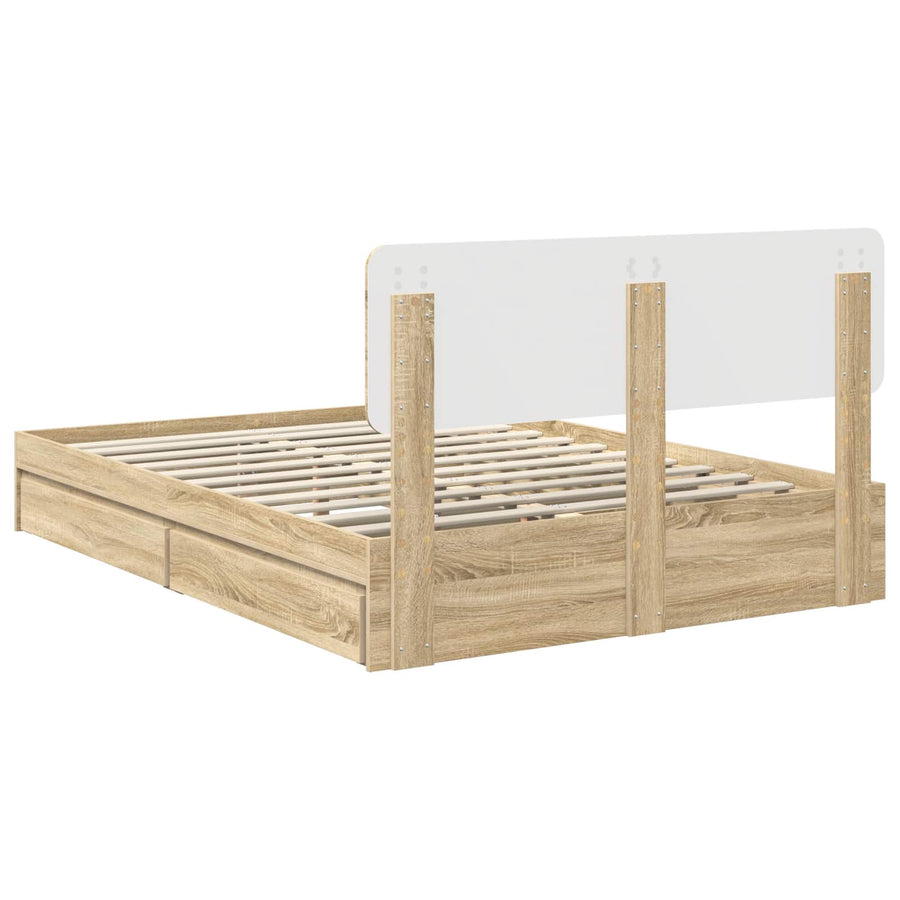 Opslag bed met lade Sonoma Eiken 140 x 200 cm Bewerkt hout