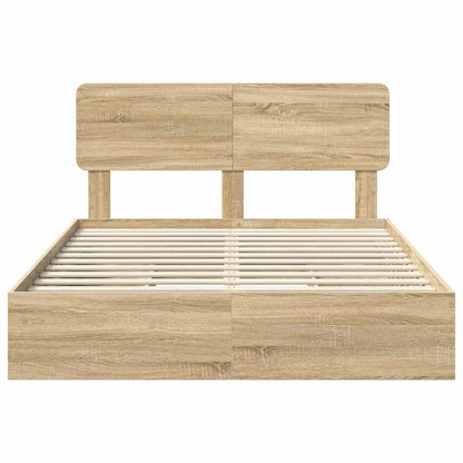 Opslag bed met lade Sonoma Eiken 140 x 200 cm Bewerkt hout