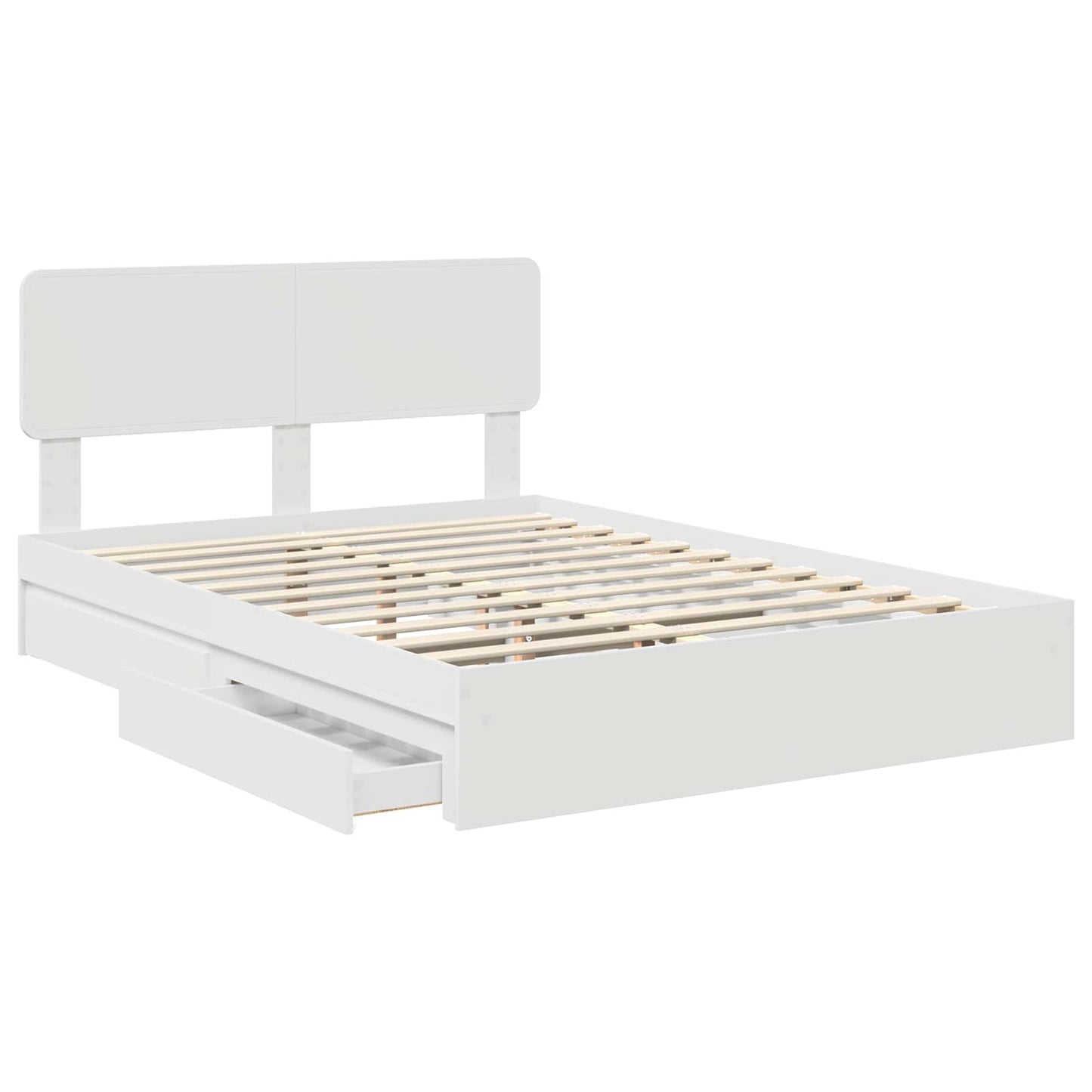 Opslag bed met hoofdeinde Wit 140 x 190 cm Bewerkt hout