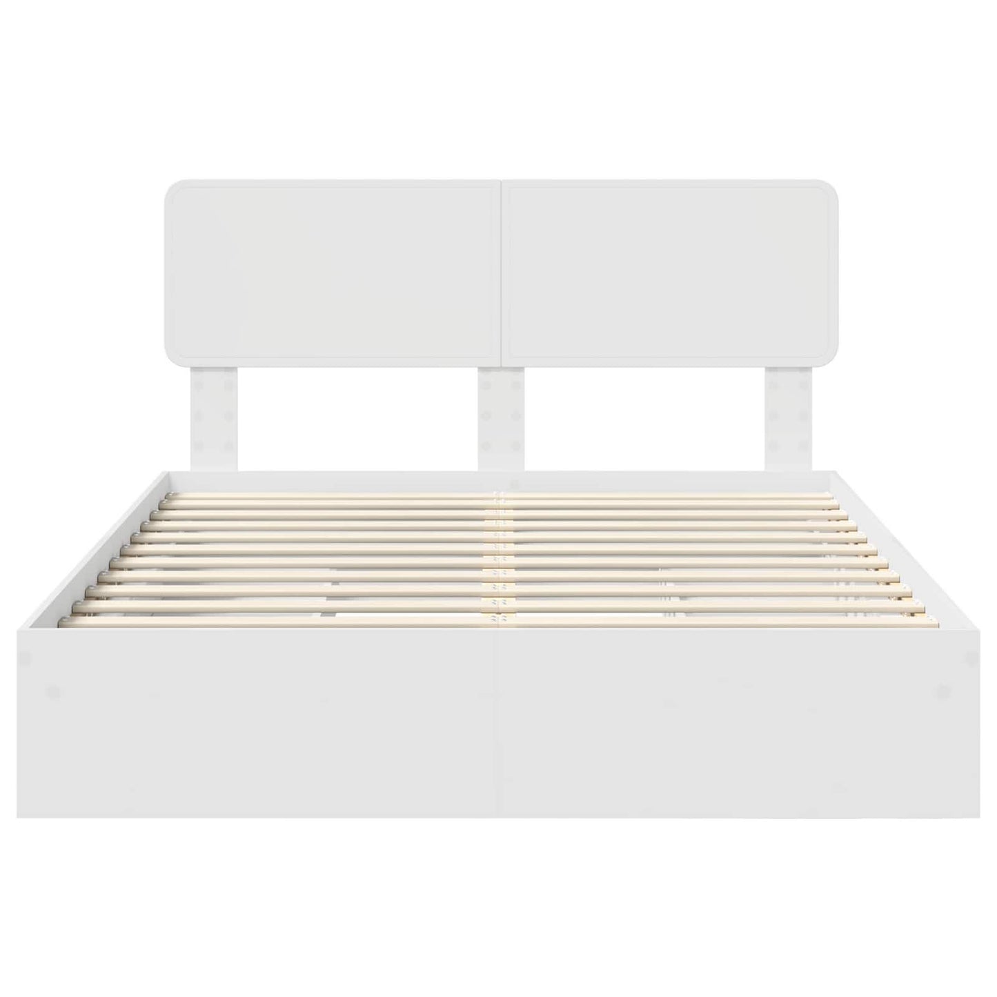 Opslag bed met hoofdeinde Wit 140 x 190 cm Bewerkt hout