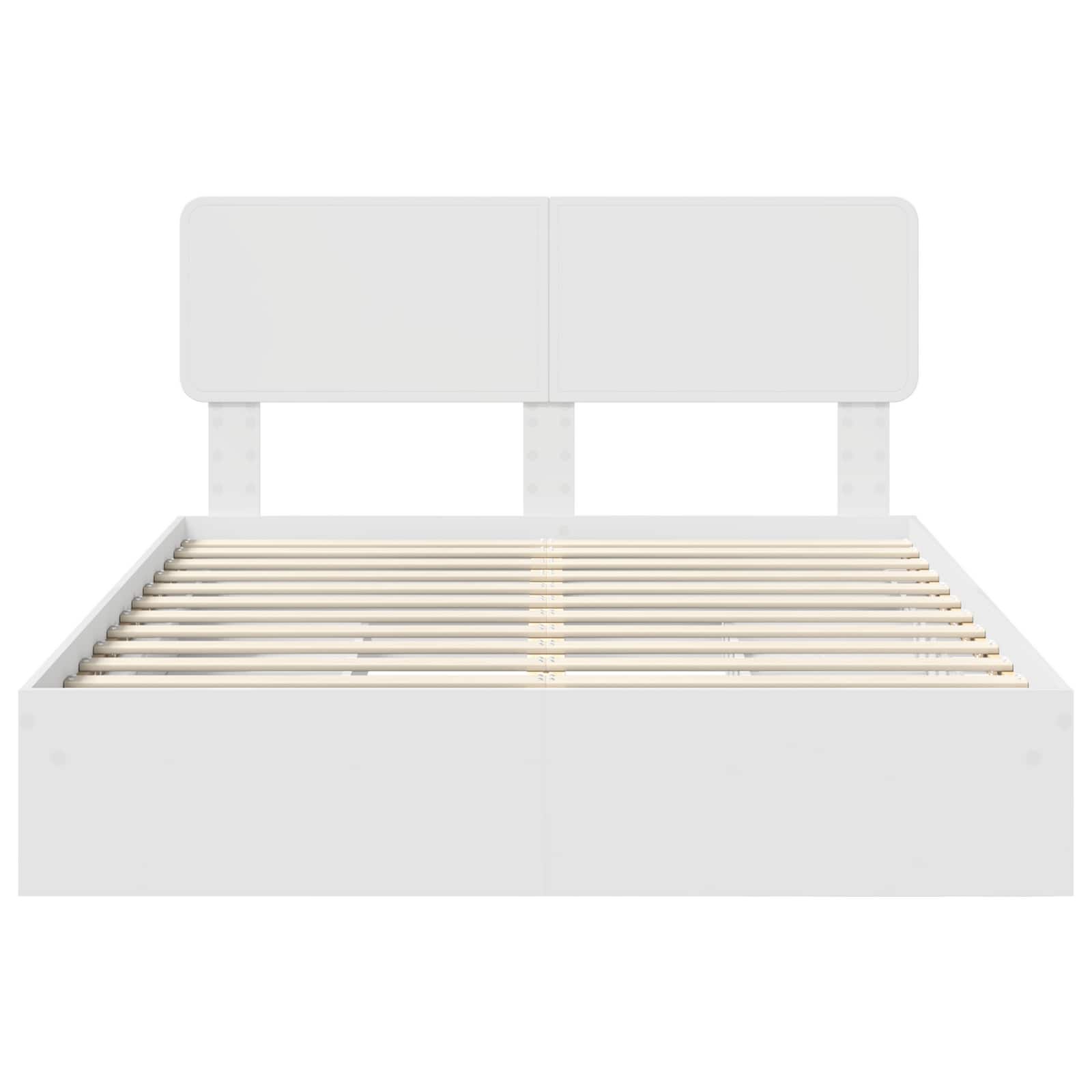 Opslag bed met hoofdeinde Wit 140 x 190 cm Bewerkt hout
