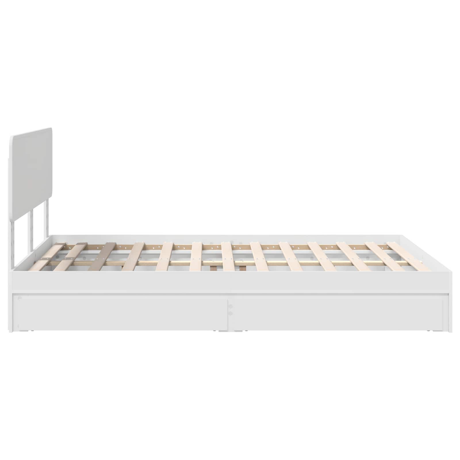 Opslag bed met hoofdeinde Wit 140 x 190 cm Bewerkt hout