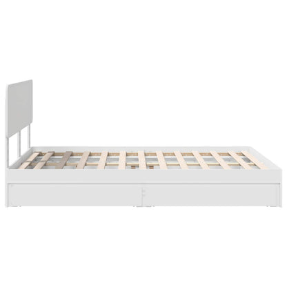 Opslag bed met hoofdeinde Wit 140 x 190 cm Bewerkt hout