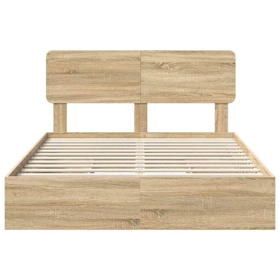 Opslag bed met lade Sonoma Eiken 140 x 190 cm Bewerkt hout