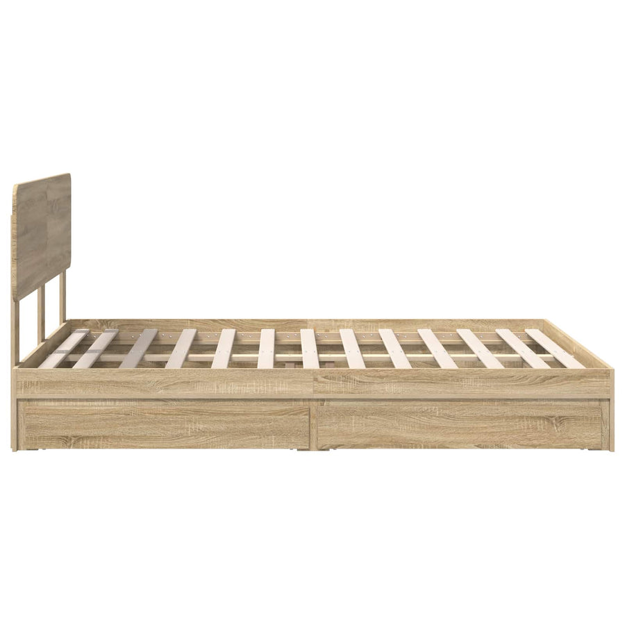 Opslag bed met lade Sonoma Eiken 140 x 190 cm Bewerkt hout