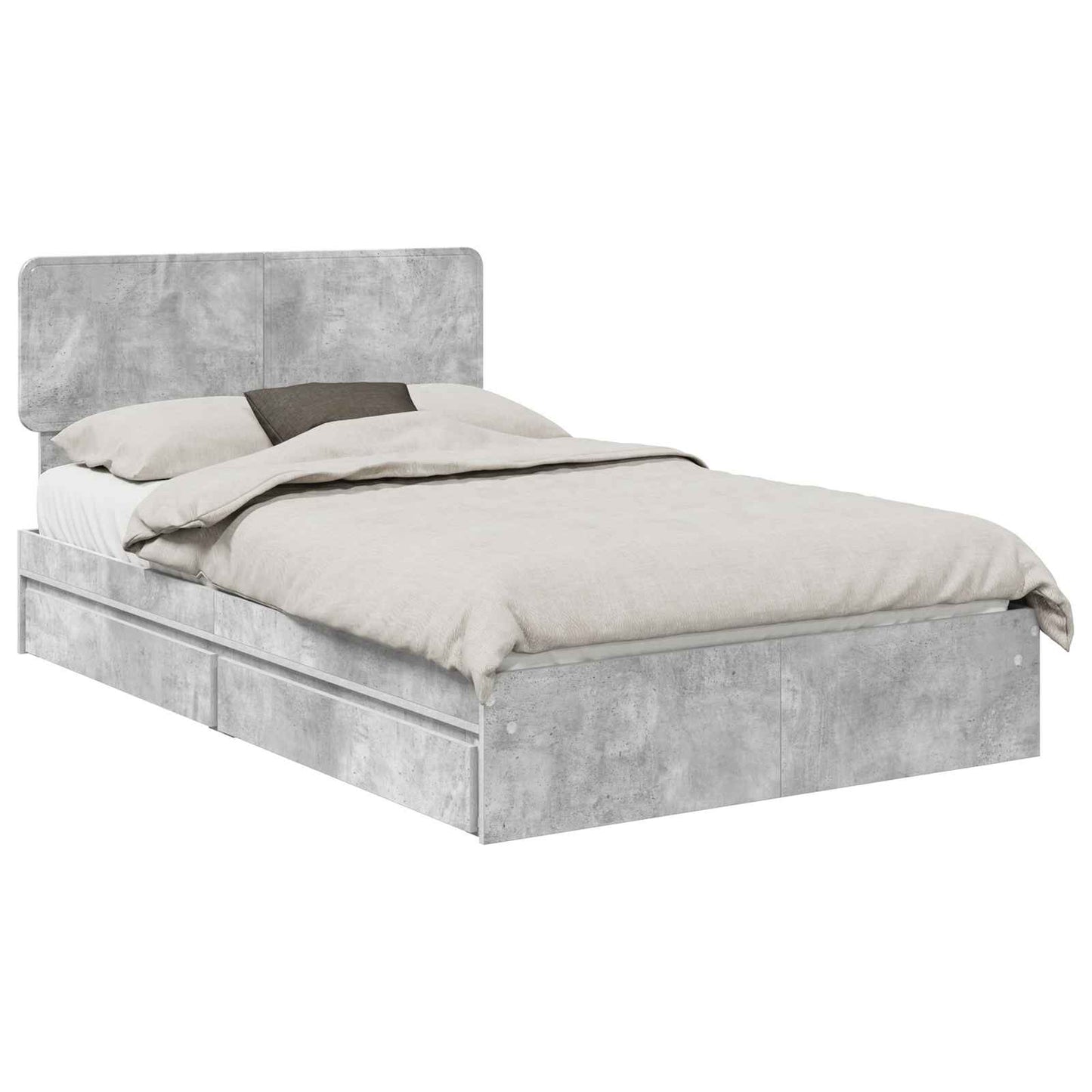 Opslag bed met hoofdeinde Beton Grijs 135 x 190 cm Bewerkt hout